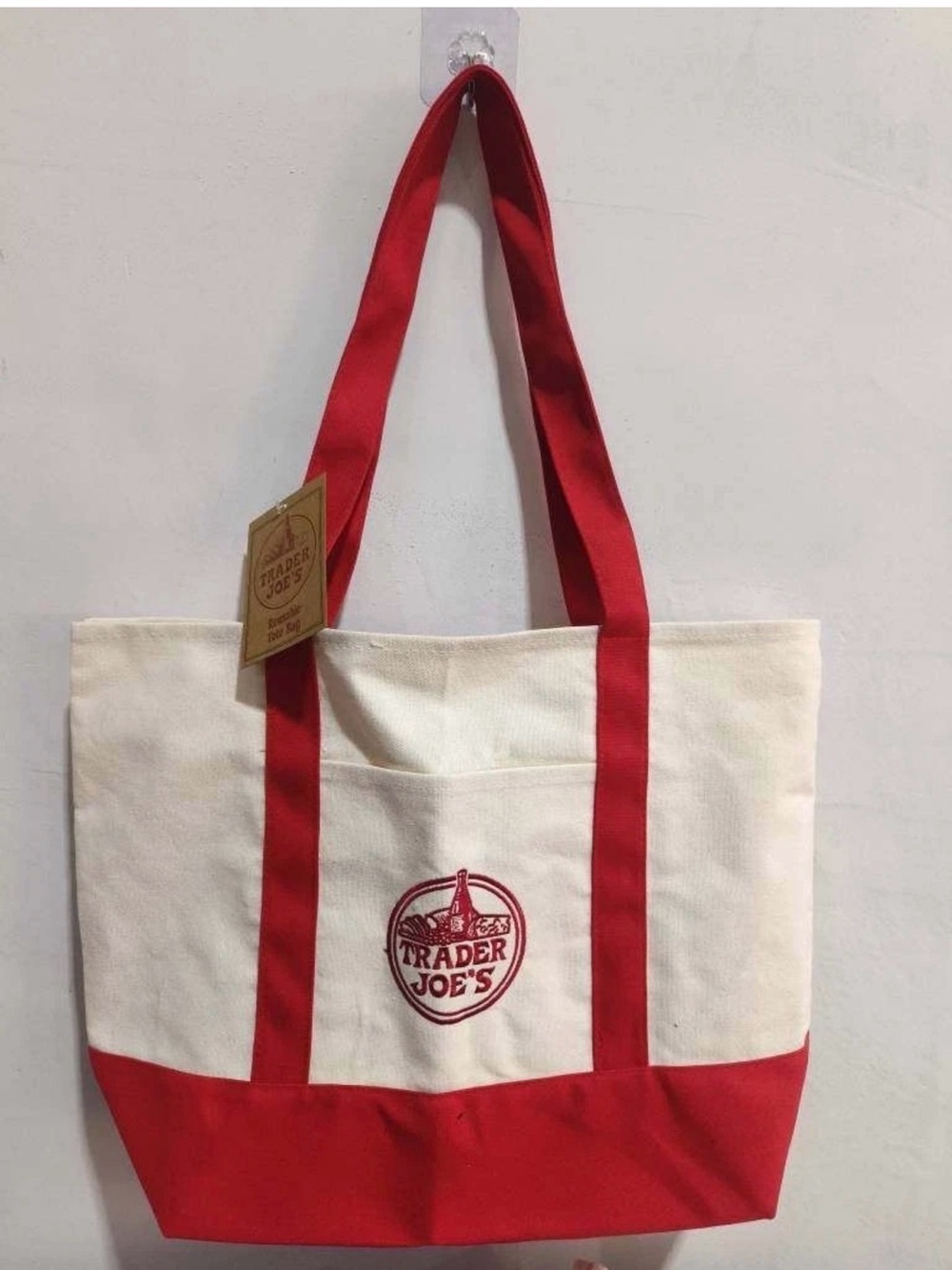Trader Joe's Red & Cream Canvas Tote. Old school release date 1998. Limited ED